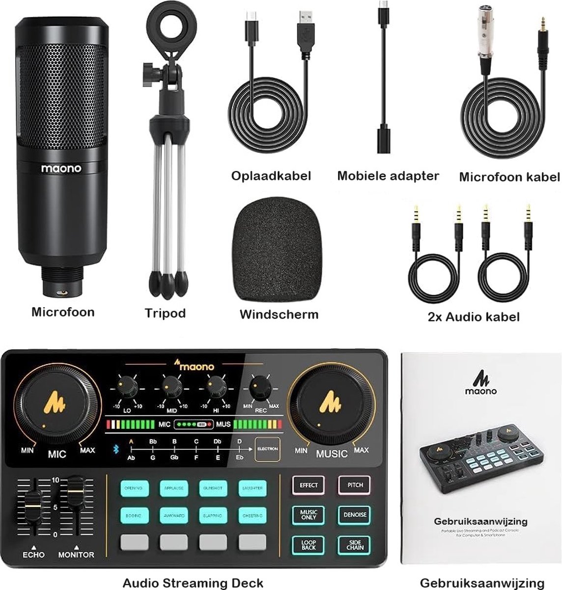 Maono au am200 s1 portable podcast s 3 orig - Maono Au-Am200-S1 Portable Podcast Starterpack Inclusief USB Microfoon