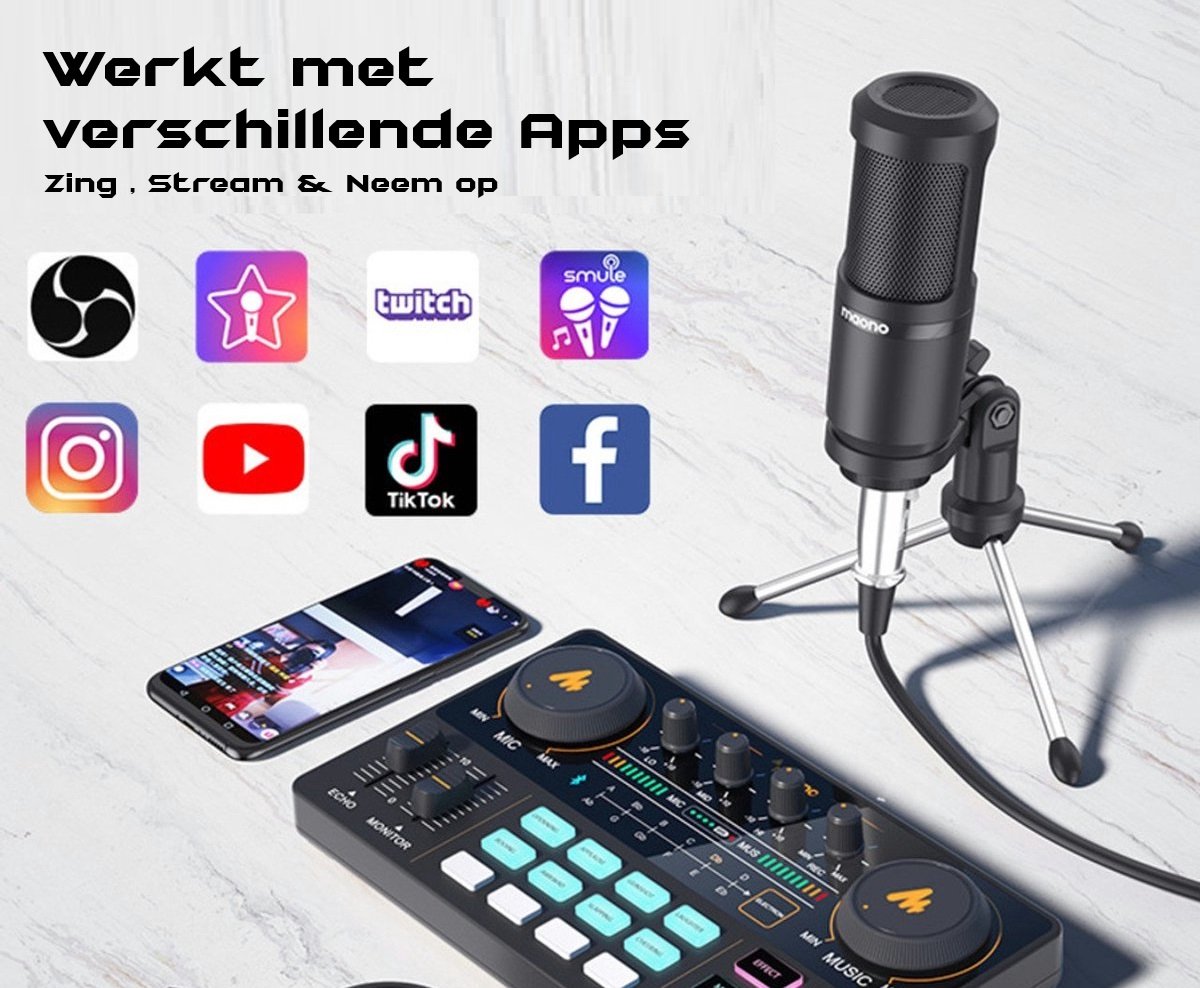 Maono au am200 s1 portable podcast s 8 orig - Maono Au-Am200-S1 Portable Podcast Starterpack Inclusief USB Microfoon