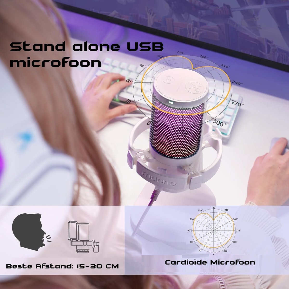 Maono dgm20 professionele usb microf 4 orig - Maono Dgm20 USB Microfoon (wit)