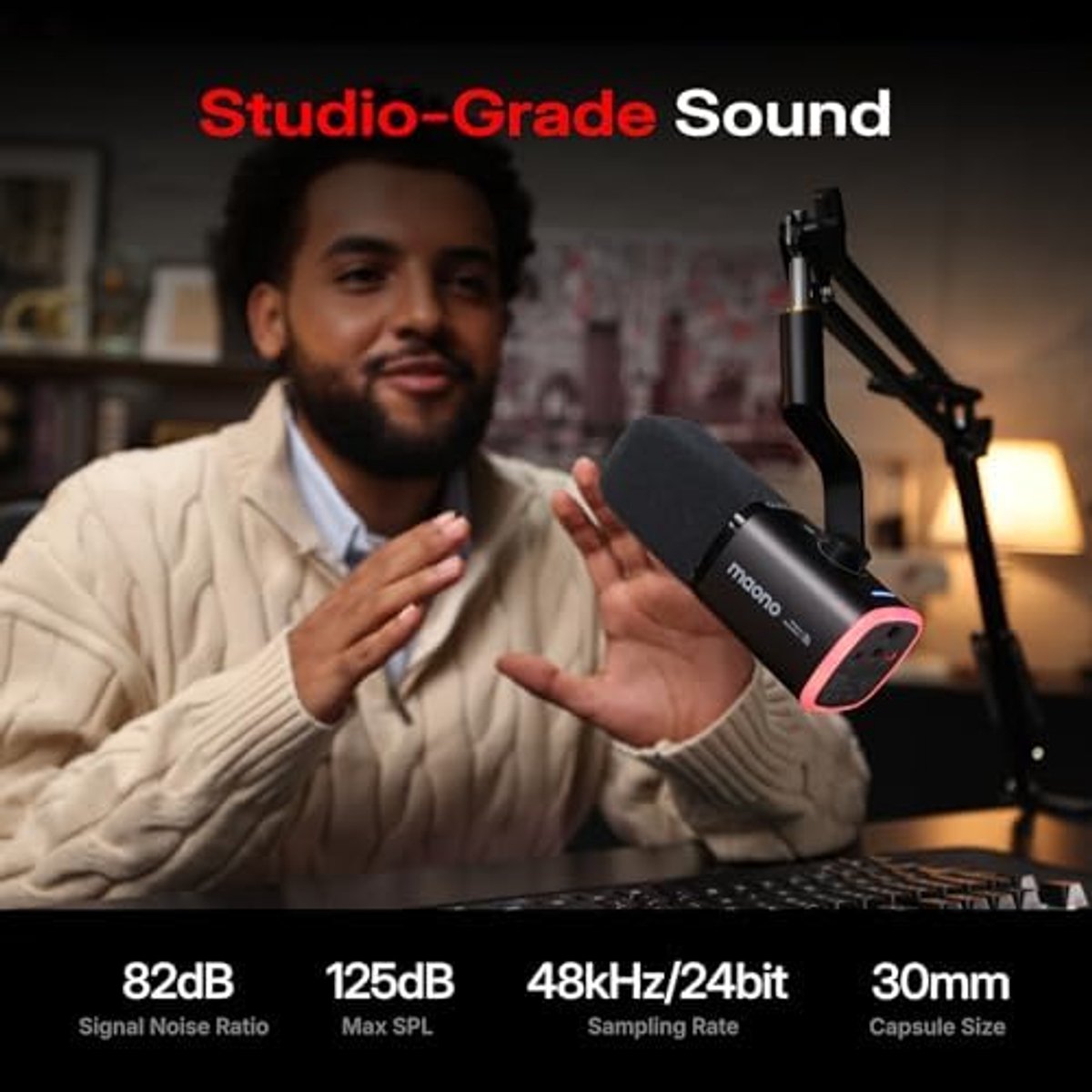 Maono pd100w draadloze podcast micro 6 orig - MAONO Pd100W USB Microfoon (zwart)