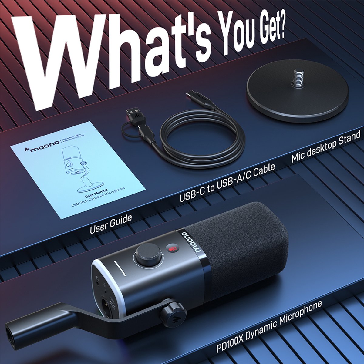 Maono pd100x microfoon voor computer 9555254 3 orig - Maono Pd100X USB + XLR Microfoon (zwart)