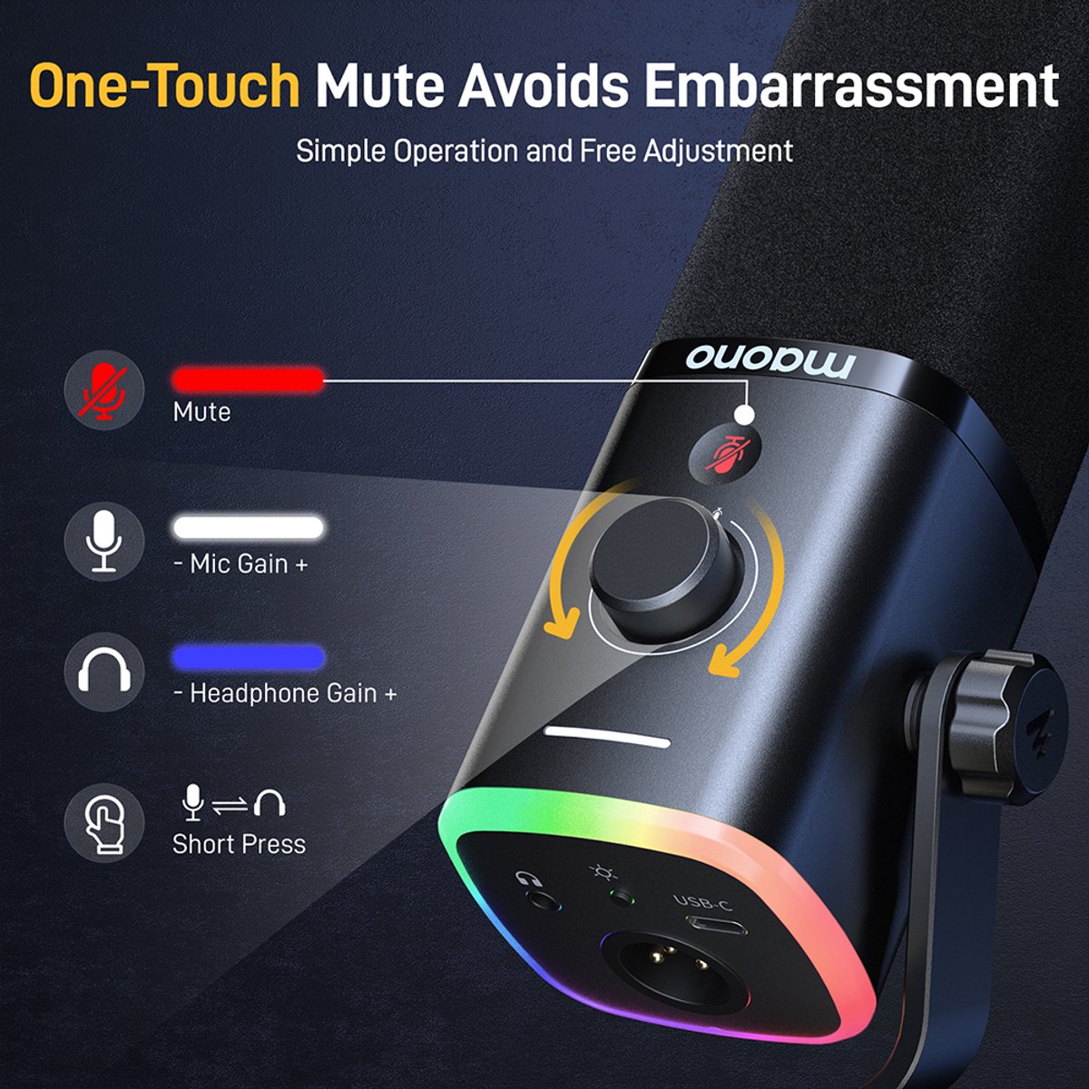 Maono pd100x microfoon voor computer 9555254 4 orig - Maono Pd100X USB + XLR Microfoon (zwart)
