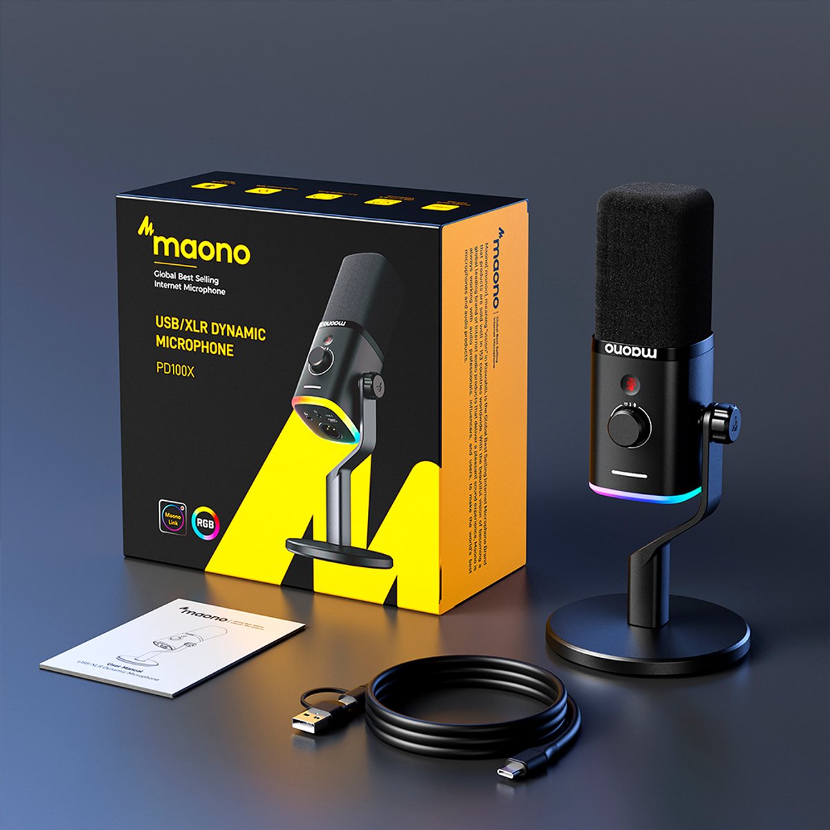 Maono pd100x microfoon voor computer 9555254 6 orig - Maono Pd100X USB + XLR Microfoon (zwart)