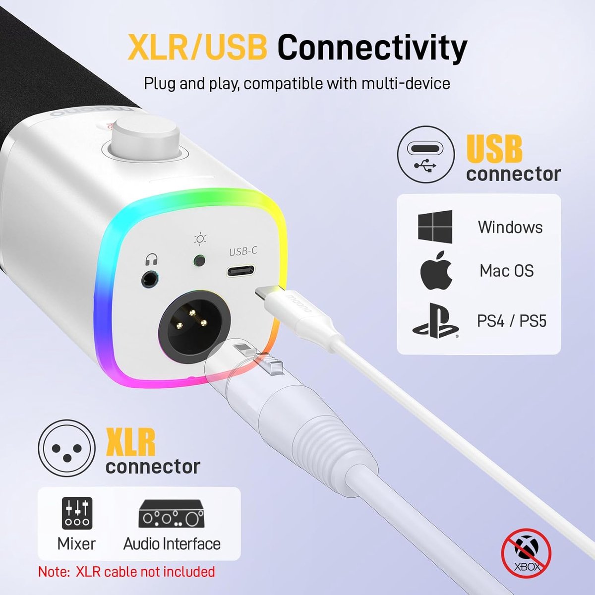 Maono pd100x microfoon voor computer 9555255 3 orig - Maono Pd100X USB + XLR Microfoon (wit)
