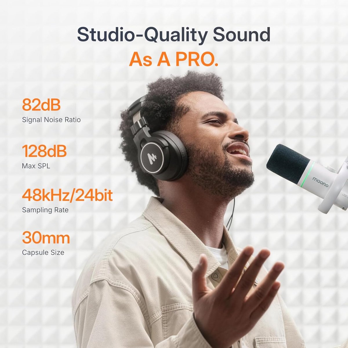 Maono pd200w draadloze podcast micro 9555252 6 orig - MAONO Pd200W USB + XLR Microfoon (wit)