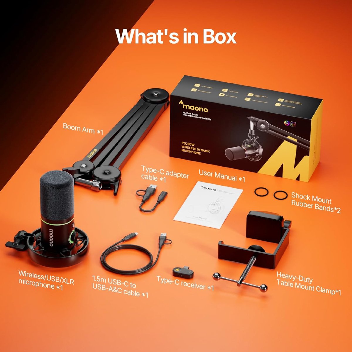 Maono pd200ws black microfoon 7 orig - Maono Pd200Ws USB + XLR Microfoon (zwart)