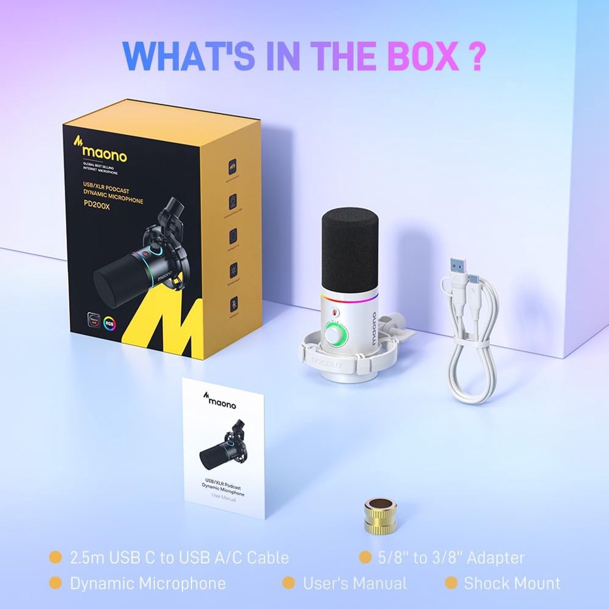Maono pd200x white microfoon 8 orig - Maono Pd200X USB + XLR Microfoon (wit)