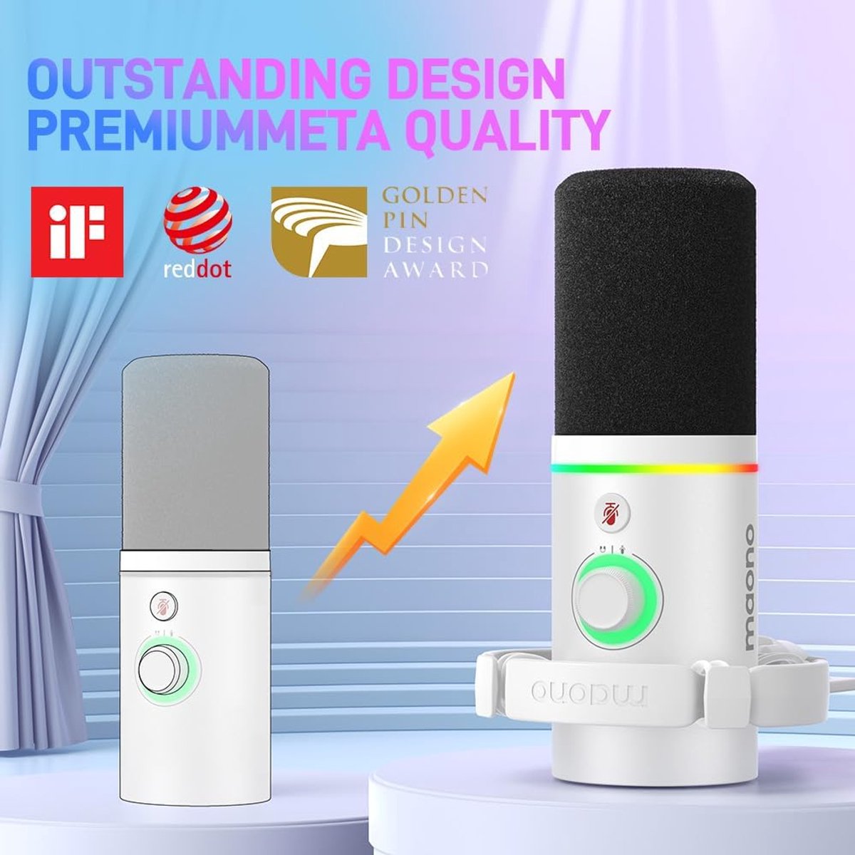 Maono pd200x white microfoon 9 orig - Maono Pd200X USB + XLR Microfoon (wit)