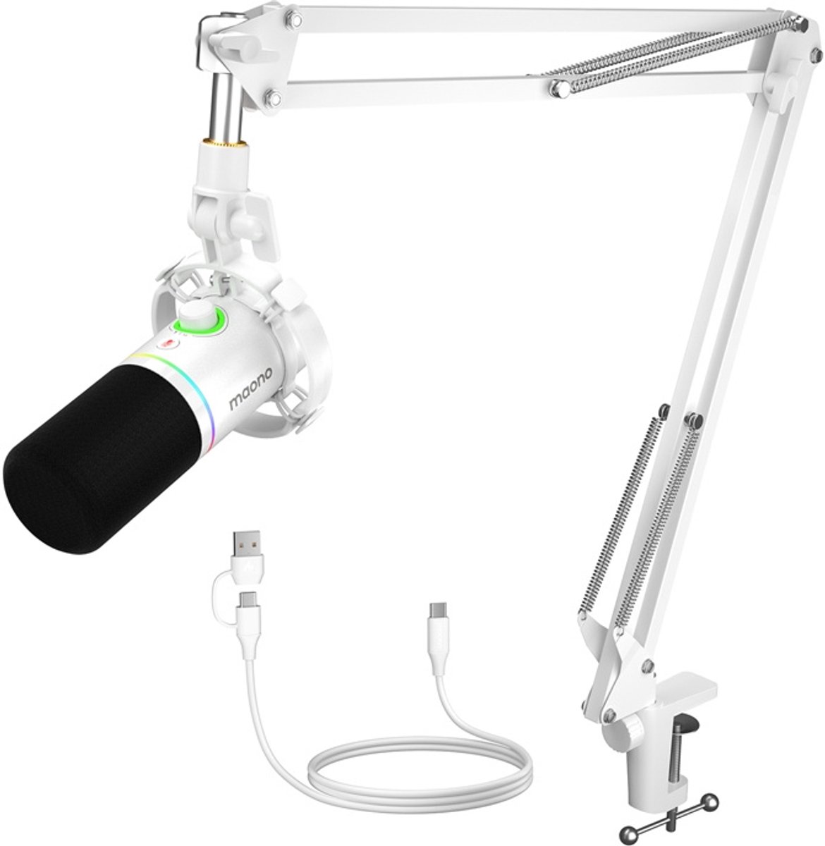 Maono pd200xs wit xlr dynamische mic 5 orig - Maono Pd200Xs USB + XLR Microfoon (wit)