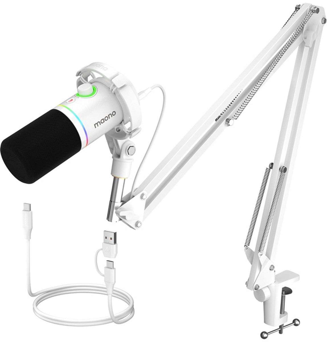 Maono pd200xs wit xlr dynamische mic 7 orig - Maono Pd200Xs USB + XLR Microfoon (wit)