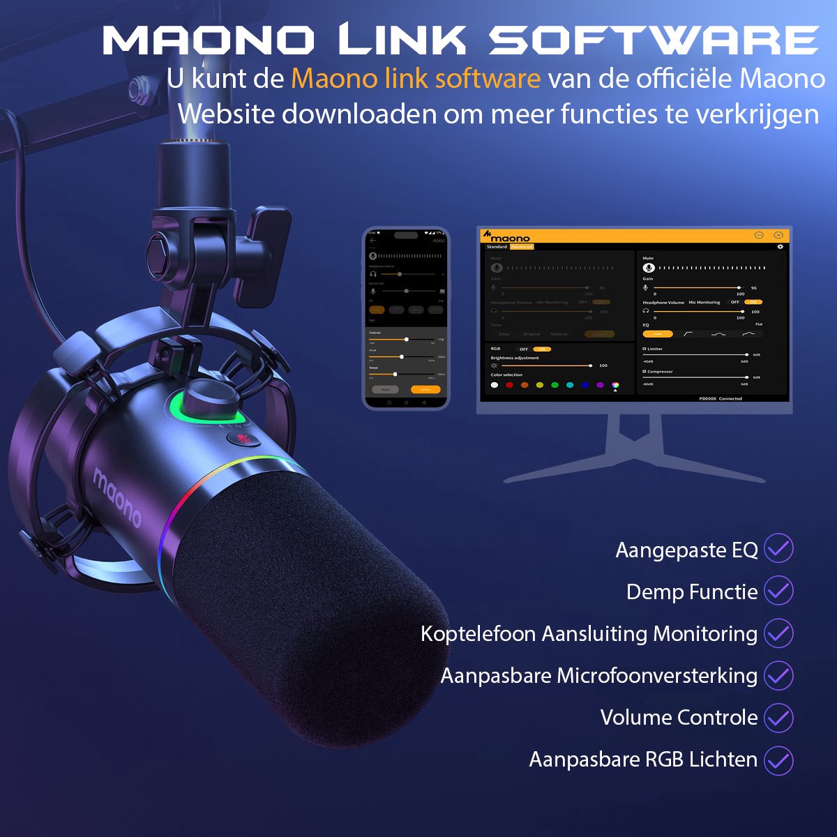 Maono pd200xs xlr dynamische microfo 2 orig - Maono Pd200Xs USB + XLR Microfoon (zwart)