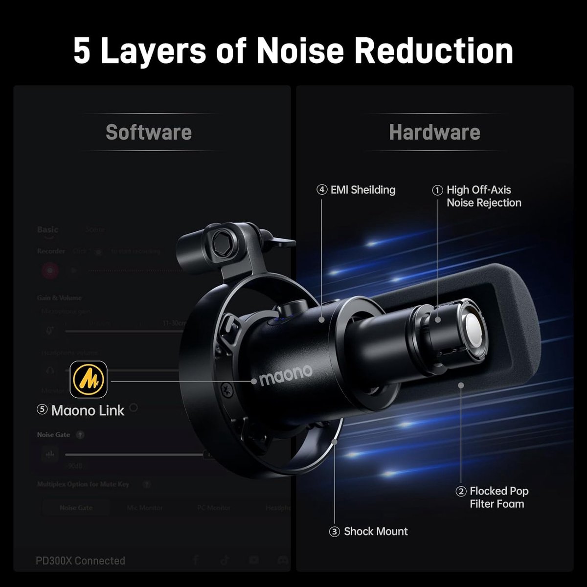 Maono pd300x microfoon 6 orig - Maono Pd300X USB + XLR Microfoon (zwart)