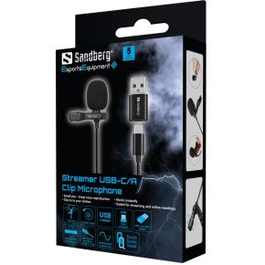 Sandberg streamer usb clip microphone 4 orig - Sandberg 126-40 Clip Microphone USB Dasspeldmicrofoon (zwart)