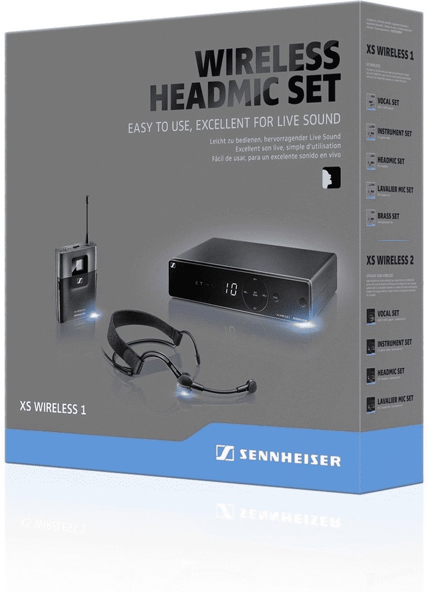 Sennheiser xsw 1 me3 e headset set 5 orig - Sennheiser Xsw 1-Me3-E Headset Set XLR Draadloze microfoonset (zwart)