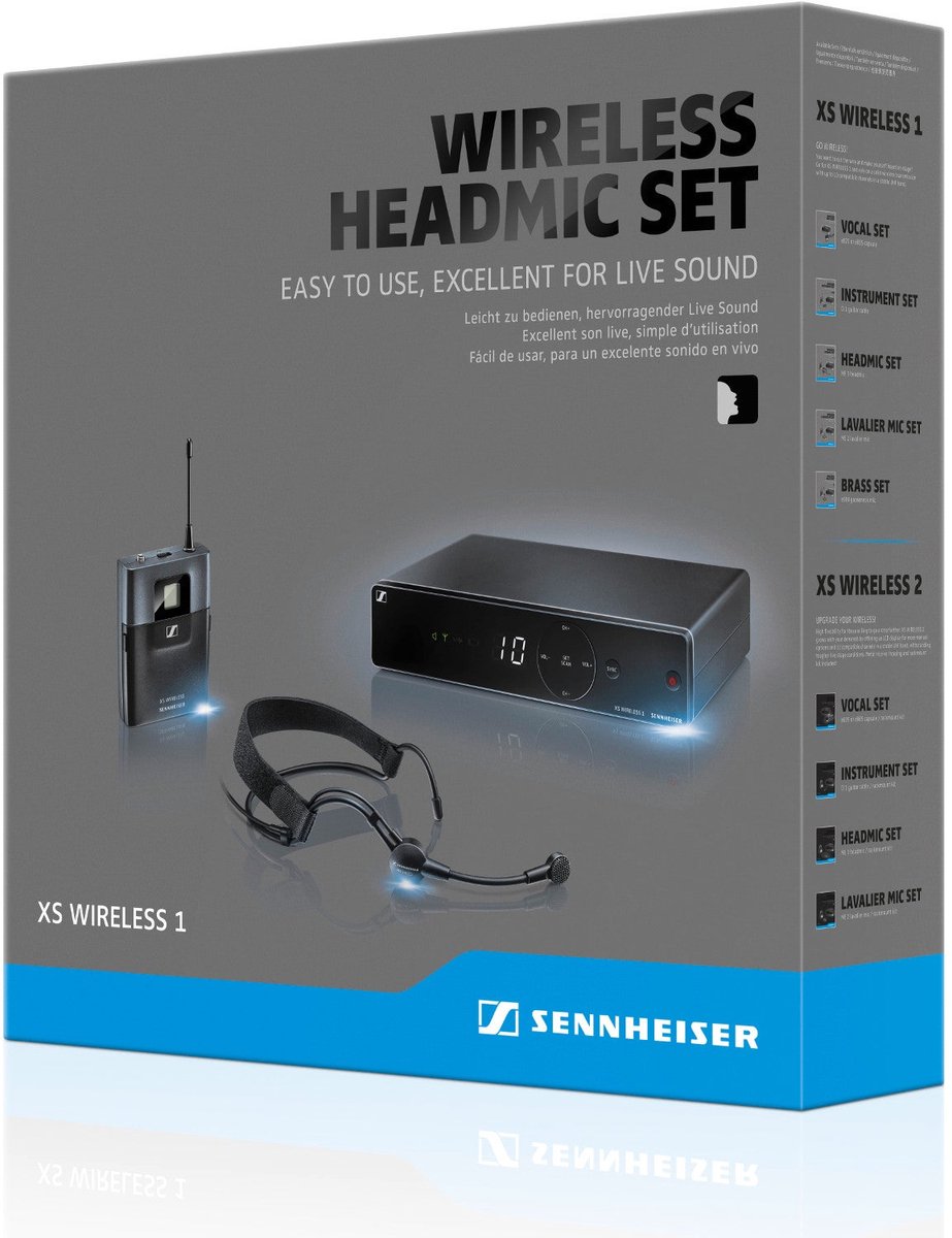 Sennheiser xsw 1 me3 e headset set 6 orig - Sennheiser Xsw 1-Me3-E Headset Set XLR Draadloze microfoonset (zwart)