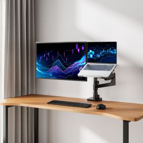 Act connectivity monitorarm met laptophouder of 6 orig - ACT Connectivity Monitorarm met tot 49" Bureausteun (zwart)