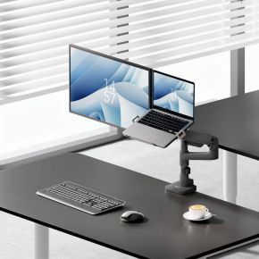 Act connectivity monitorarm met laptophouder of 7 orig - ACT Connectivity Monitorarm met tot 49" Bureausteun (zwart)