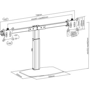 Act connectivity monitorarm office op voet met 4 orig - ACT Connectivity Monitorarm voor 2 schermen tot 27" Monitorstandaard