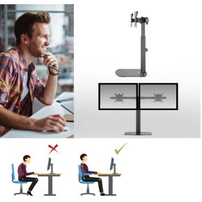 Act connectivity monitorarm office op voet met 6 orig - ACT Connectivity Monitorarm voor 2 schermen tot 27" Monitorstandaard