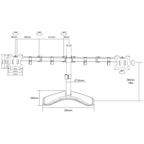 Act monitorarm 32 inch op voet 2 6 orig - ACT Monitorarm 32, Op voor 2 schermen tot 32" Monitorstandaard (zwart)