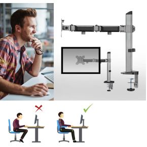 Act monitorarm max 32 office 1 sch 6 orig - ACT Monitor 1 Scherm tot 32" Bureausteun (zilver)