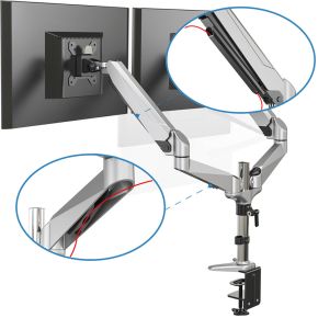 Assmann digitus da 90353 27 doorvoer z 3 orig - Assmann DA-90353 voor 2 schermen tot 32" Bureausteun (zilver)