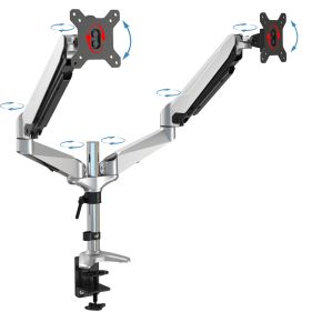 Assmann digitus da 90353 27 doorvoer z 8 orig - Assmann DA-90353 voor 2 schermen tot 32" Bureausteun (zilver)
