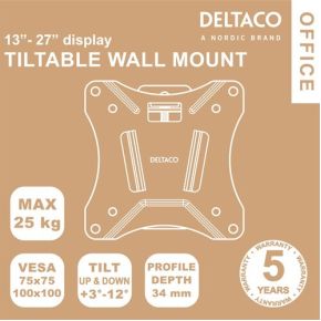 Deltaco arm 0102 27 single monitor wal 5 orig - Deltaco ARM-0102 tot 27" Muurbeugel (zwart)
