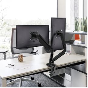 Deltaco arm 0351 32 dual monitor arm 6 orig - Deltaco Arm-0351 voor 2 schermen tot 32" Bureausteun (zwart)