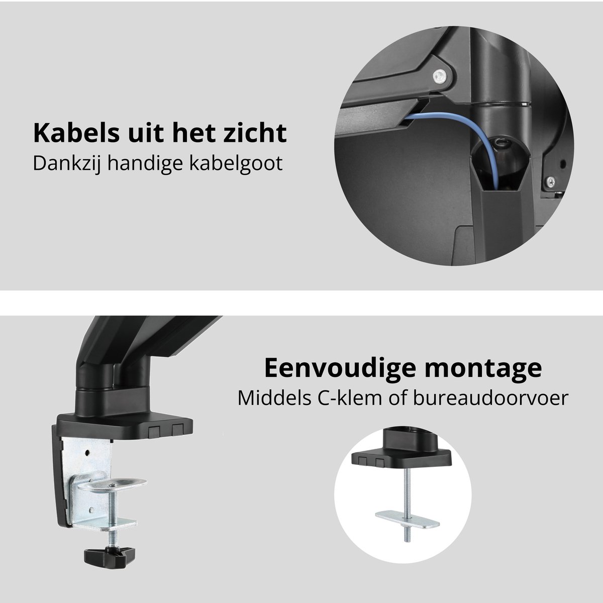 Deltaco arm 0352 monitor arm 3 scherme 3 orig - Deltaco Arm-0352 voor 3 schermen tot 27" Bureausteun (zwart)