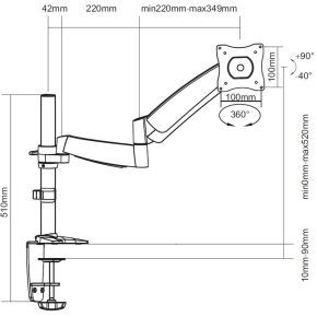 Equip 650112 monitorarm wit 2 orig - Equip 650112 tot 27" Bureausteun (zilver)