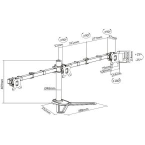 Equip 650125 monitorarm zwart 7 orig - Equip 650125 voor 3 schermen tot 27" Bureausteun (zwart)