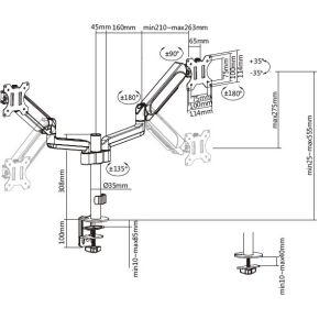 Equip 650133 monitorarm zwart 8 orig - Equip 650133 voor 2 schermen tot 32" Bureausteun (zwart)