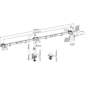 Equip 650158 monitor beugel 7 orig - Equip 650158 voor 3 schermen tot 32" Bureausteun (zwart)