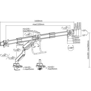 Equip 650162 monitorarm grijs 8 orig - Equip 650162 voor 3 schermen tot 27" Bureausteun (grijs)