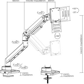 Equip 650181 monitorarm wit 6 orig - Equip 650181 tot 49" Bureausteun (wit)