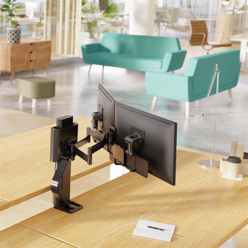 Ergotron trace dubbele monitorarm 7138352 5 orig - Ergotron TRACE Dubbele voor 2 schermen tot 27" Bureausteun (zwart)