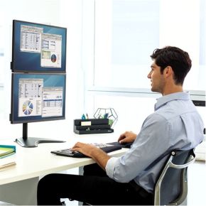 Fellowes 8044001 32 vrijstaand zwart fl 4 orig - Fellowes 8044001 voor 2 schermen tot 32" Monitorstandaard (zwart)