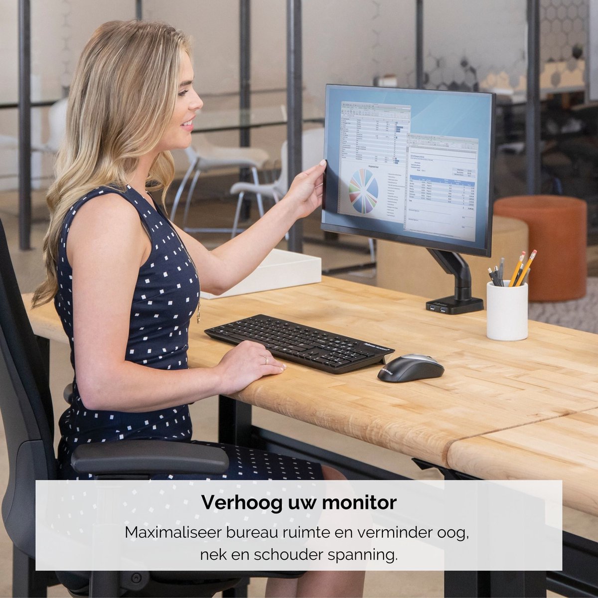 Fellowes platinum monitor arm 1 scherm 9554337 4 orig - Fellowes Platinum Monitor Arm 1 Scherm Tot 8 kg tot 32" Bureausteun