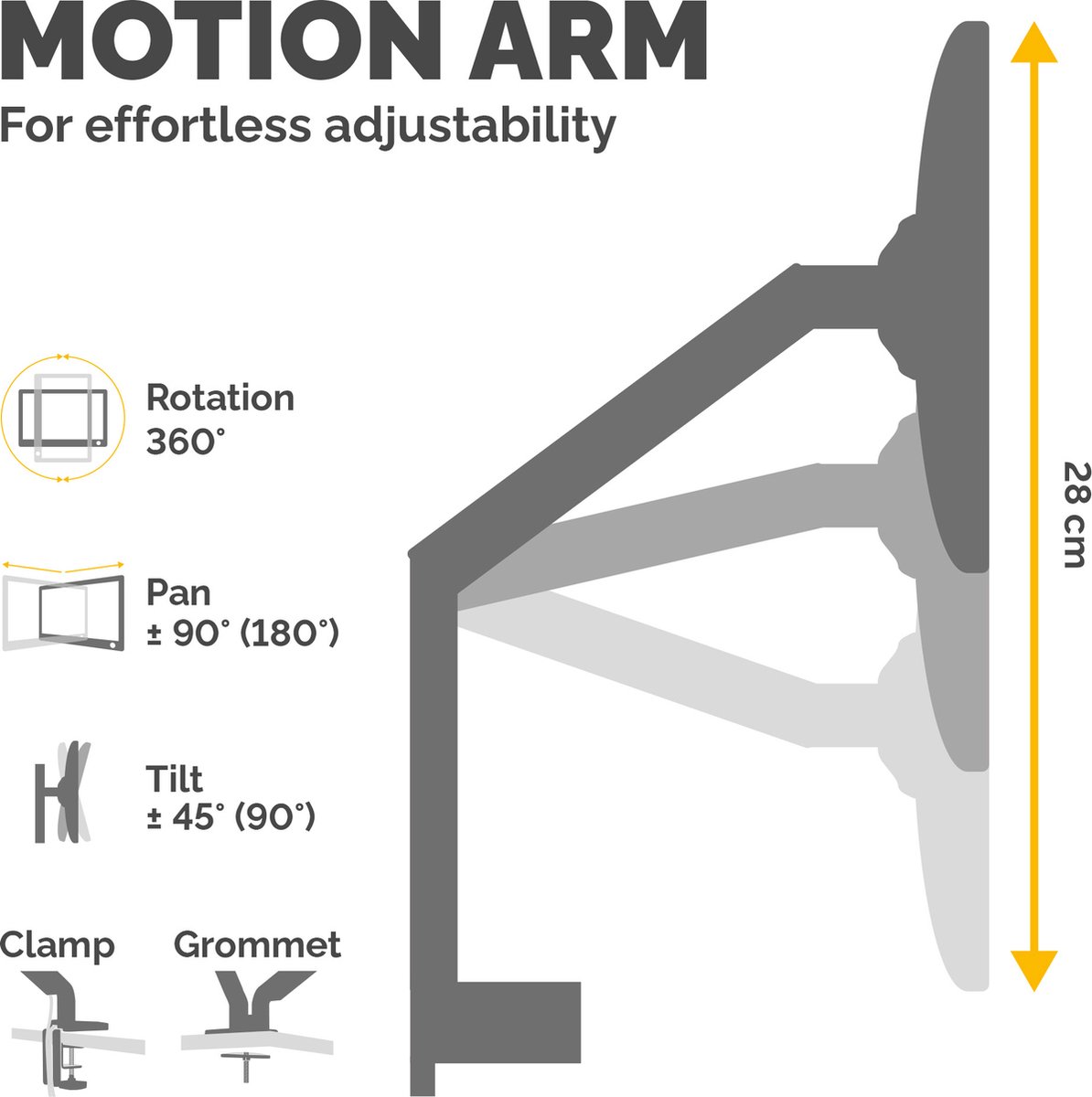 Fellowes platinum monitor arm 1 scherm 9554422 9 orig - Fellowes Platinum Monitor Arm 1 Scherm Tot 8 kg tot 32" Bureausteun