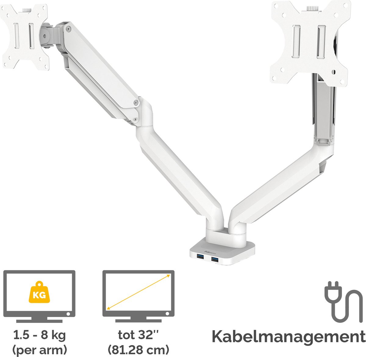 Fellowes platinum monitor arm 2 scherme 9554357 7 orig - Fellowes Platinum Monitor Arm 2 voor 2 schermen tot 32" Bureausteun