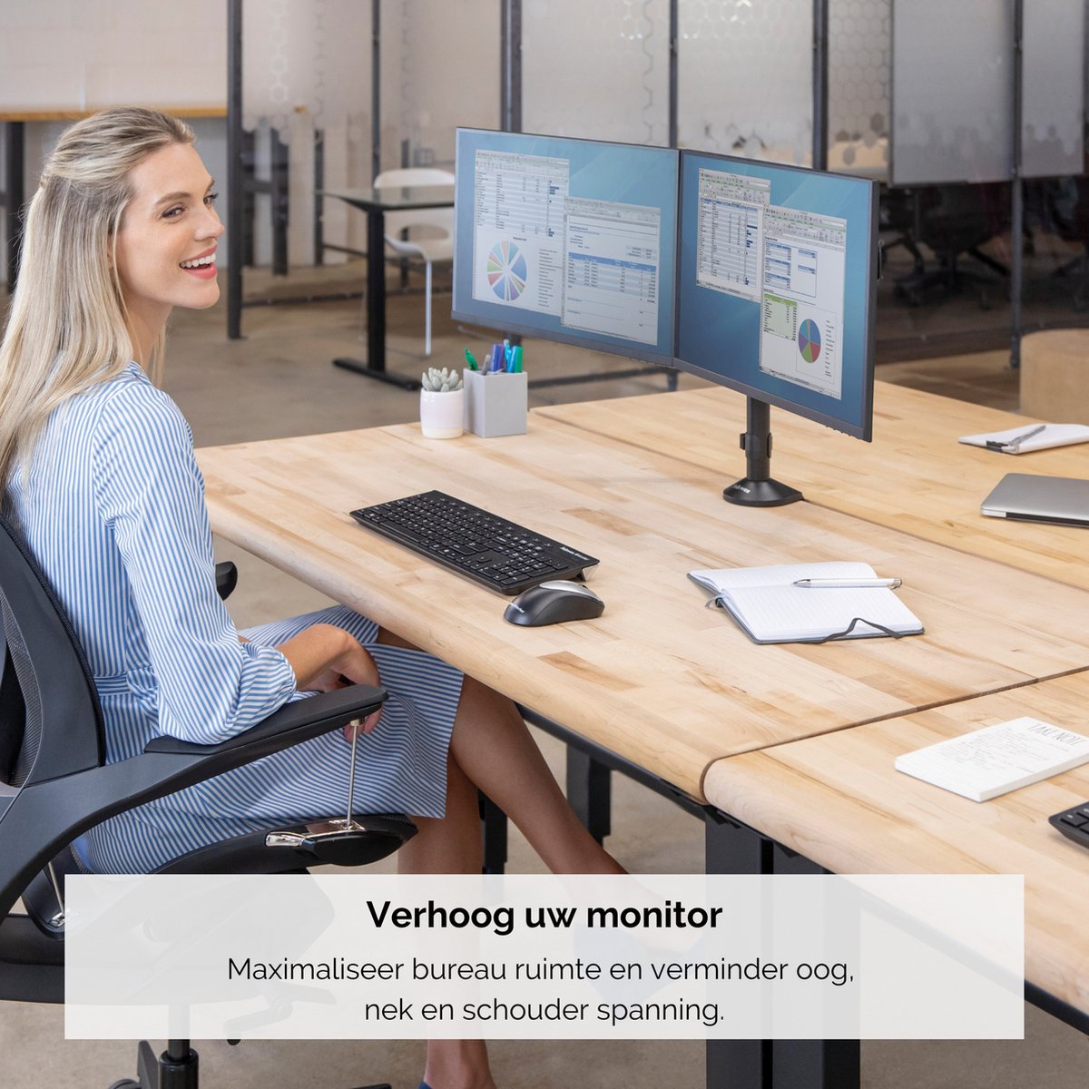 Fellowes reflex dubbele monitor arm 2 s 4 orig - Fellowes Reflex Dubbele voor 2 schermen tot 27" Bureausteun (zwart)