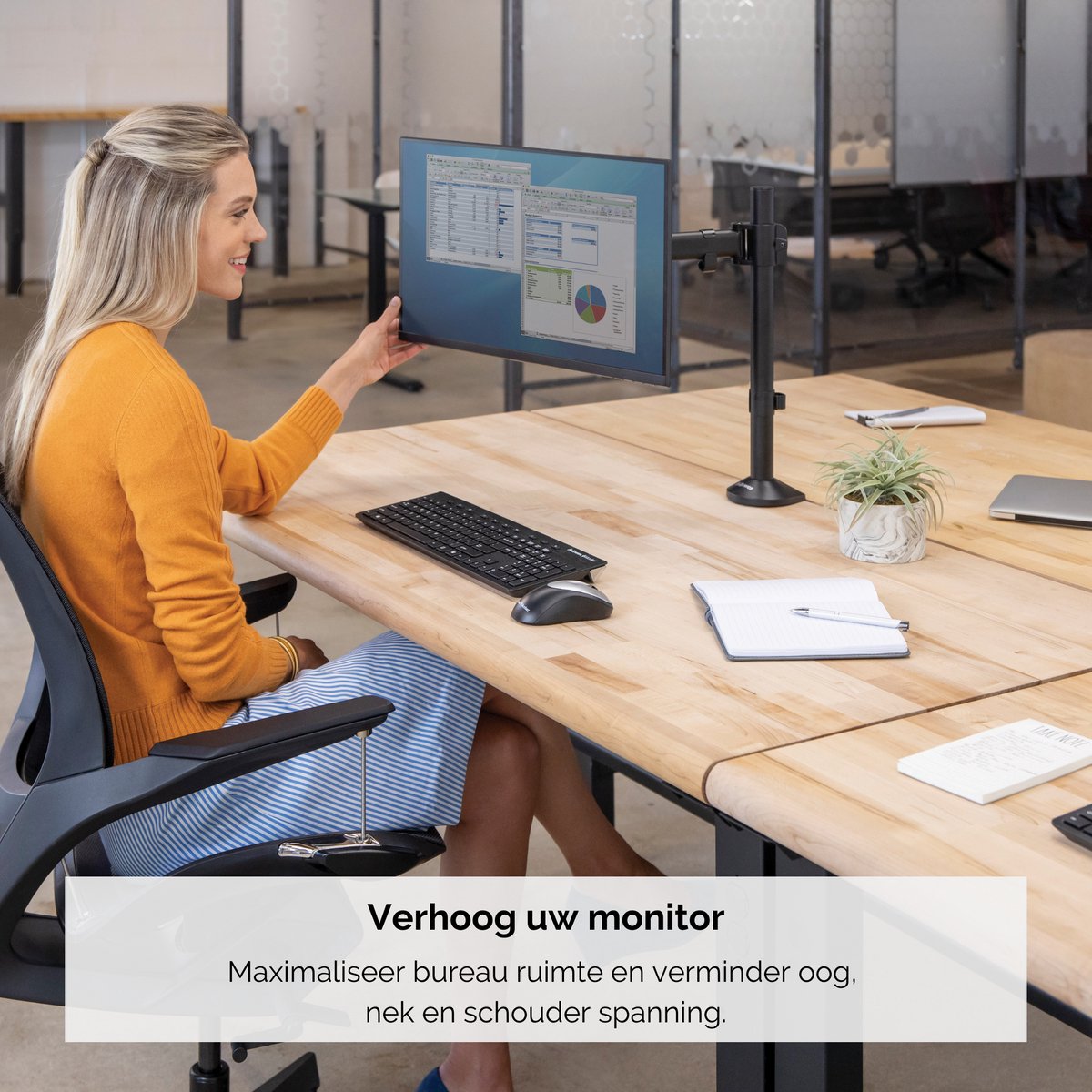 Fellowes reflex monitor arm 1 scherm 32 2 orig - Fellowes Reflex tot 32" Bureausteun (zwart)