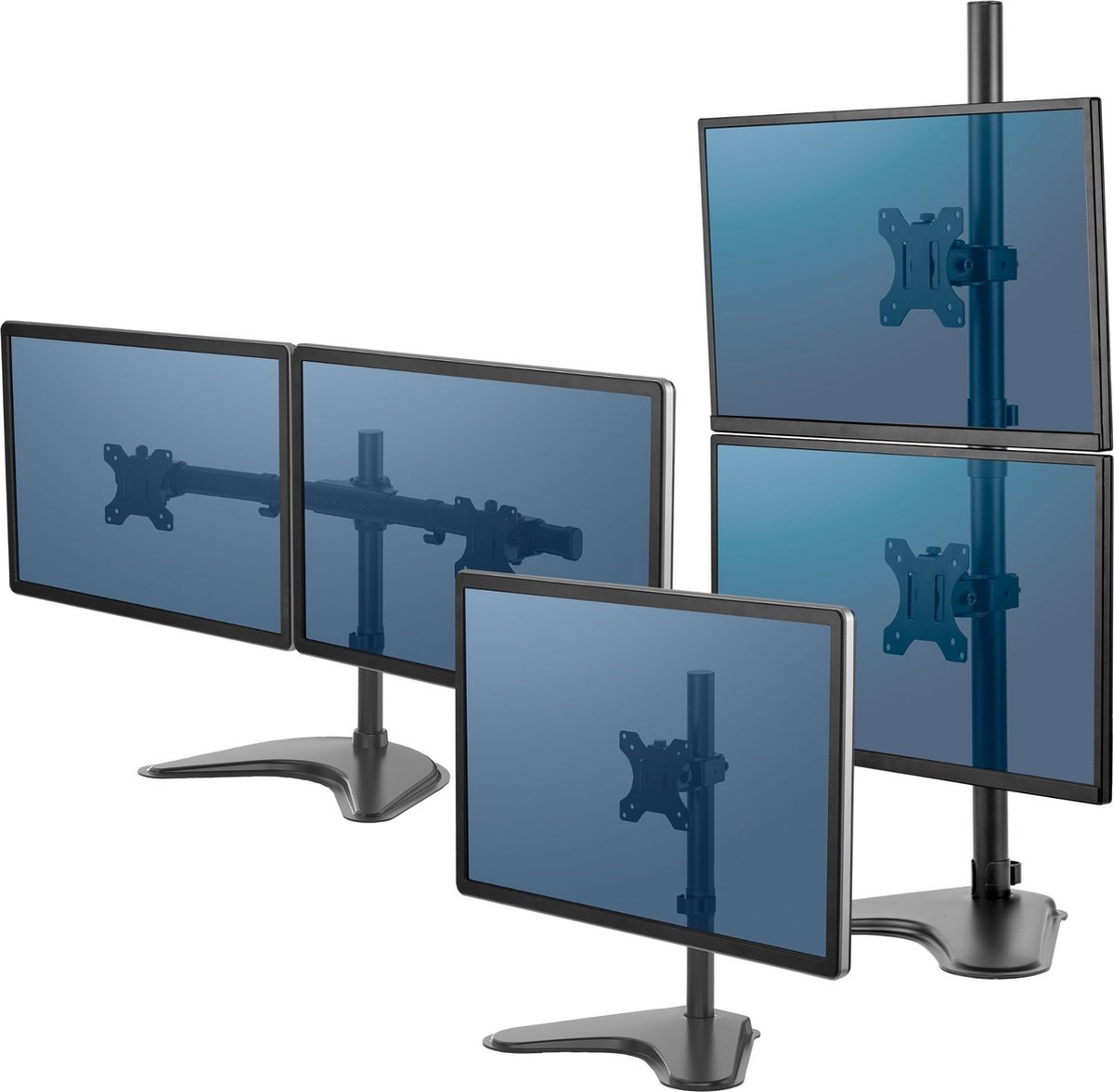 Fellowes seasa monitor arm 2 schermen v 9554270 10 orig - Fellowes Seasa voor 2 schermen tot 27" Monitorstandaard (zwart)