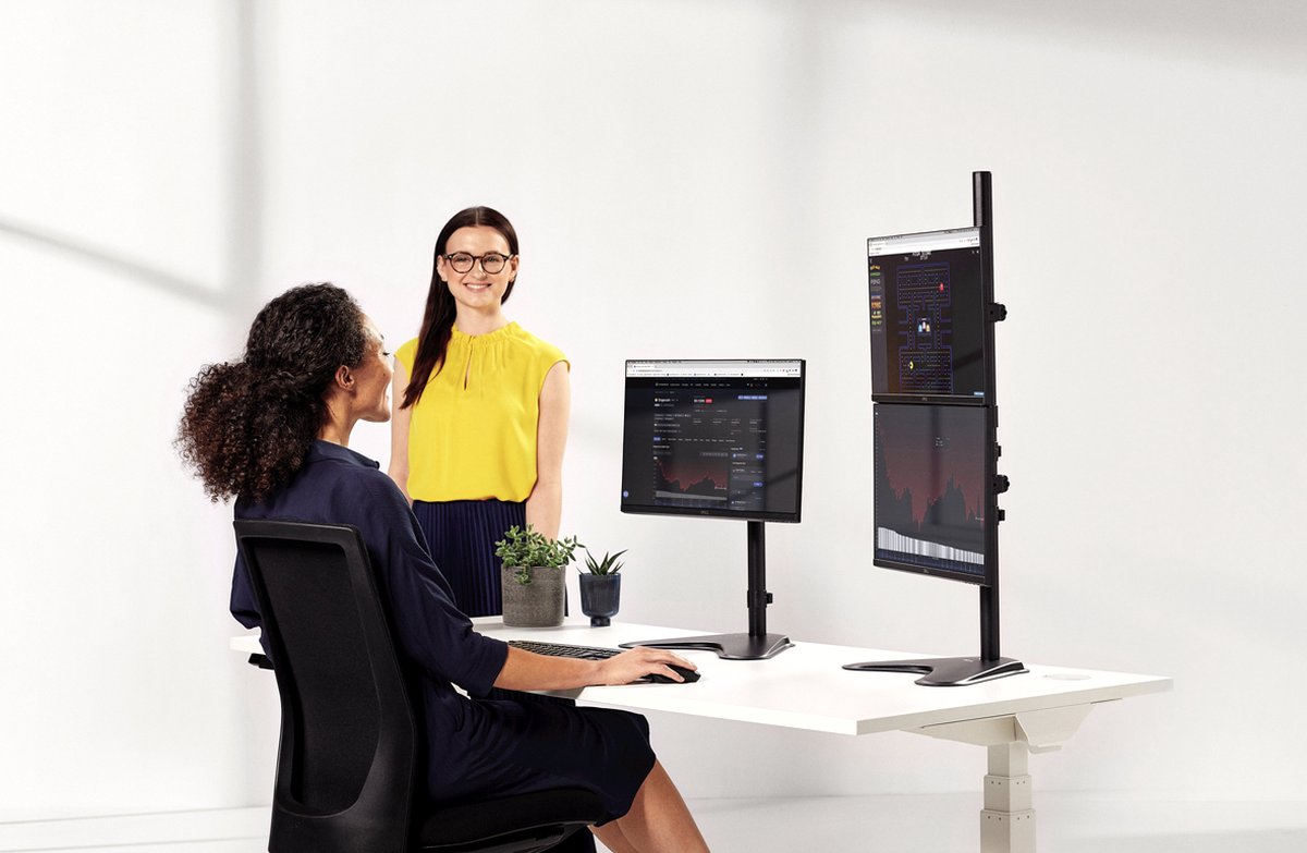 Fellowes seasa monitor arm 2 schermen v 9554270 8 orig - Fellowes Seasa voor 2 schermen tot 27" Monitorstandaard (zwart)