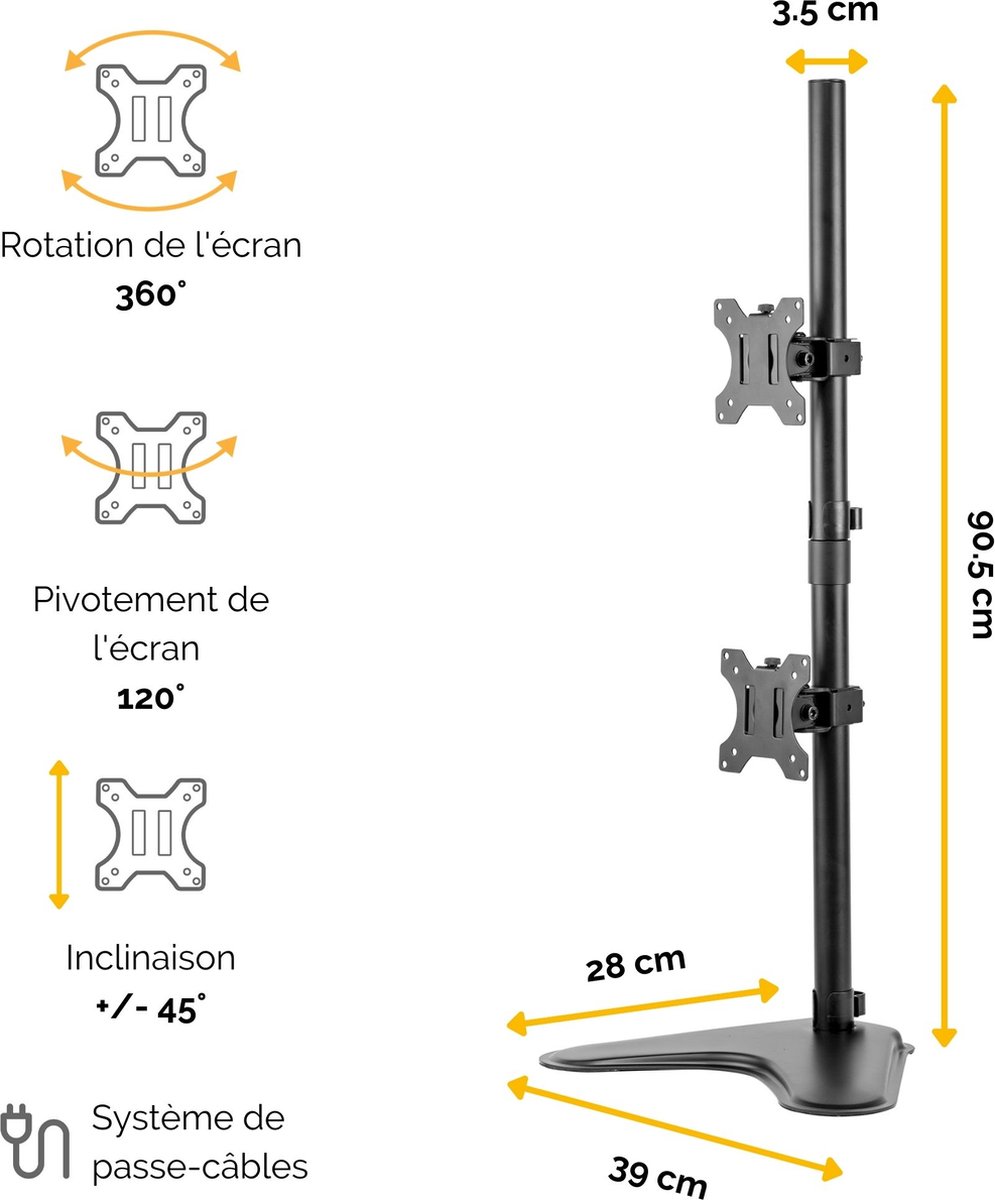 Fellowes seasa monitor arm 2 schermen v 9554270 9 orig - Fellowes Seasa voor 2 schermen tot 27" Monitorstandaard (zwart)
