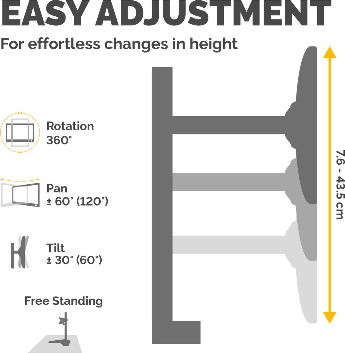 Fellowes seasa monitor arm 2 schermen v 9554335 8 orig - Fellowes Seasa voor 2 schermen tot 27" Monitorstandaard (zwart)