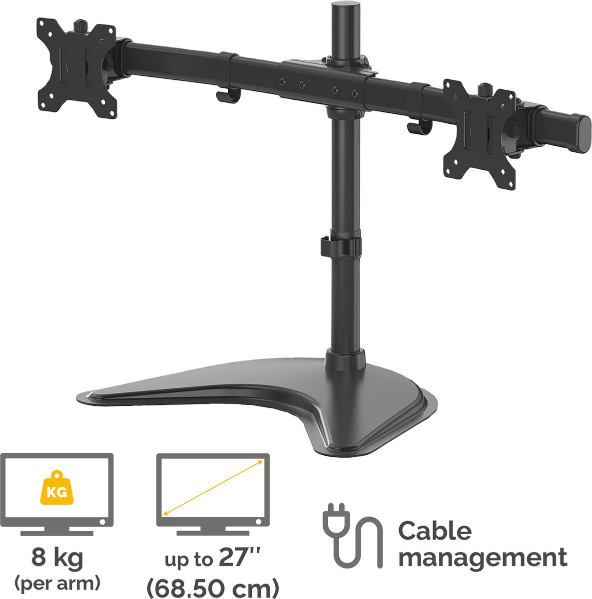 Fellowes seasa monitor arm 2 schermen v 9554335 9 orig - Fellowes Seasa voor 2 schermen tot 27" Monitorstandaard (zwart)