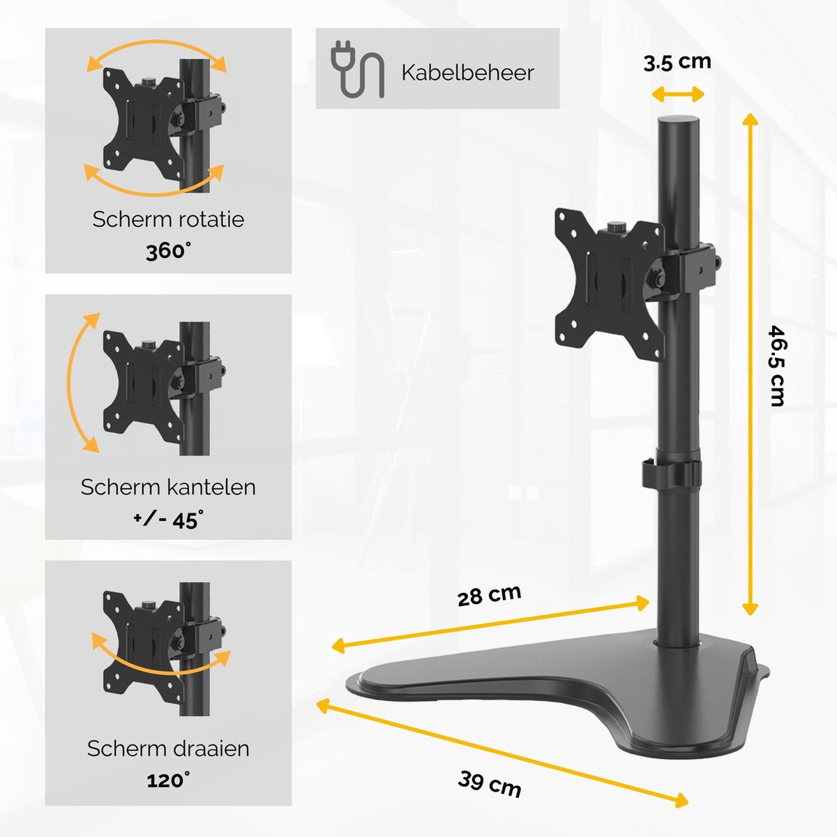 Fellowes seasa monitor arm vrijstaand 1 3 orig - Fellowes Seasa Monitor Arm Vrijstaand tot 32" Monitorstandaard (zwart)