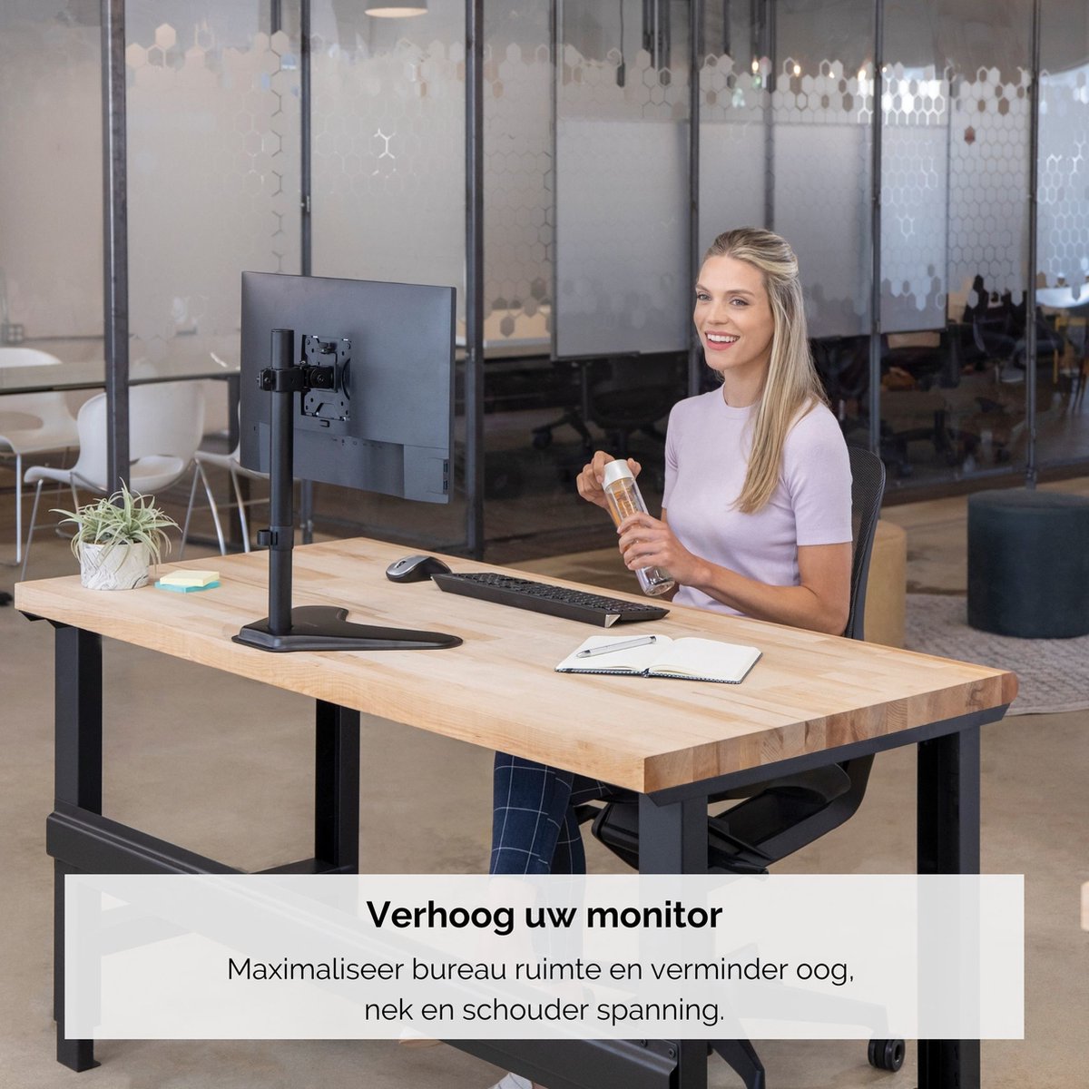 Fellowes seasa monitor arm vrijstaand 1 4 orig - Fellowes Seasa Monitor Arm Vrijstaand tot 32" Monitorstandaard (zwart)